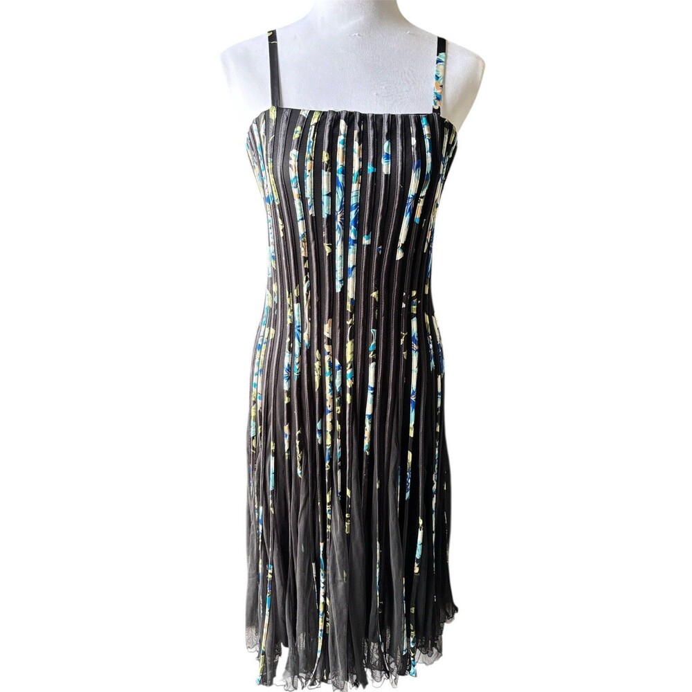 Whimsigoth Fit N Flare Mesh Ribbon Trim Spaghetti Strap Midi Corset Look Dress